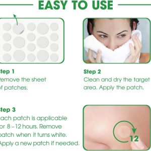Pimple Patch Removal Device, Pimple Remover for All Skin Types, Herbal Condensed Patch for Small, Large Pimples, Wart – 72 Patches