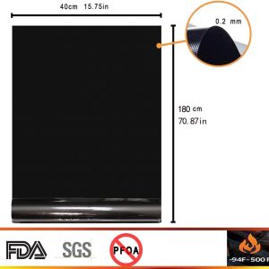 QH7 BBQ Grill Mat,BBQ Cooking Mat Non Stick Barbecue Baking Mats for Charcoal, Gas or Electric Grill – Heat Resistant,Barbeque Grill Mats Reusable and Easy to Clean, FDA Aproved ((180X40) CM)…