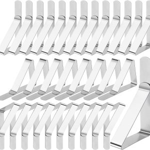PAXCOO Table Cloth Clips, 30 Pieces Stainless Steel Table Cover Clamps for Indoor & Outdoor Tables Use, Adjustable Table Cloth Holders for Picnics, Parties, Weddings, Dinners, Schools