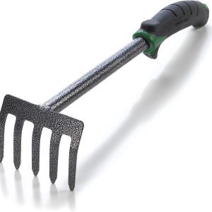 Edward Tools Hand Cultivator Mini Rake – ErgoGrip with Bend Proof Carbon Steel Design – Hand Tool loosens Soil, rips Out Weeds, Hand Tiller Garden Tool – Rust Proof Heavy Duty Tines and Shaft