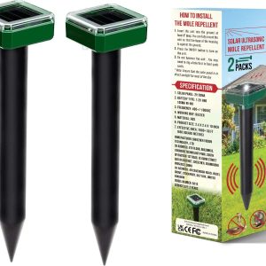 TUHIMO Mole Repellent – Outdoor Snake Repellent – Solar Powered Mole Remover for Mole, Vole, Gopher, Snakes and Other Animals – Vole Repellent 2 Packs